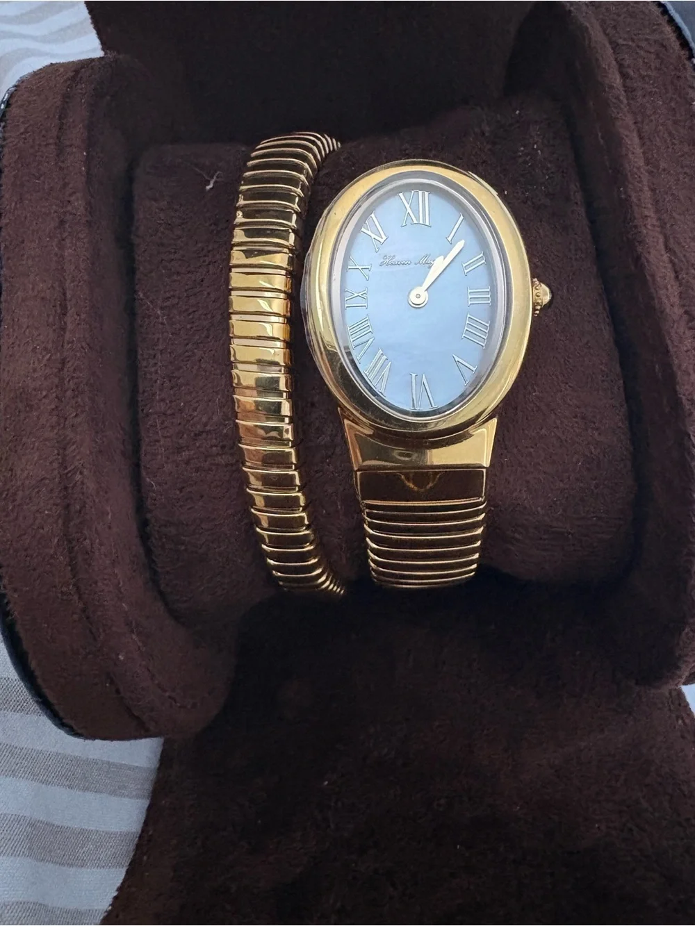 NEW HEAVEN MAYHEM Gold Tone Women's Oval Dress Wrap Watch White Dial With Case